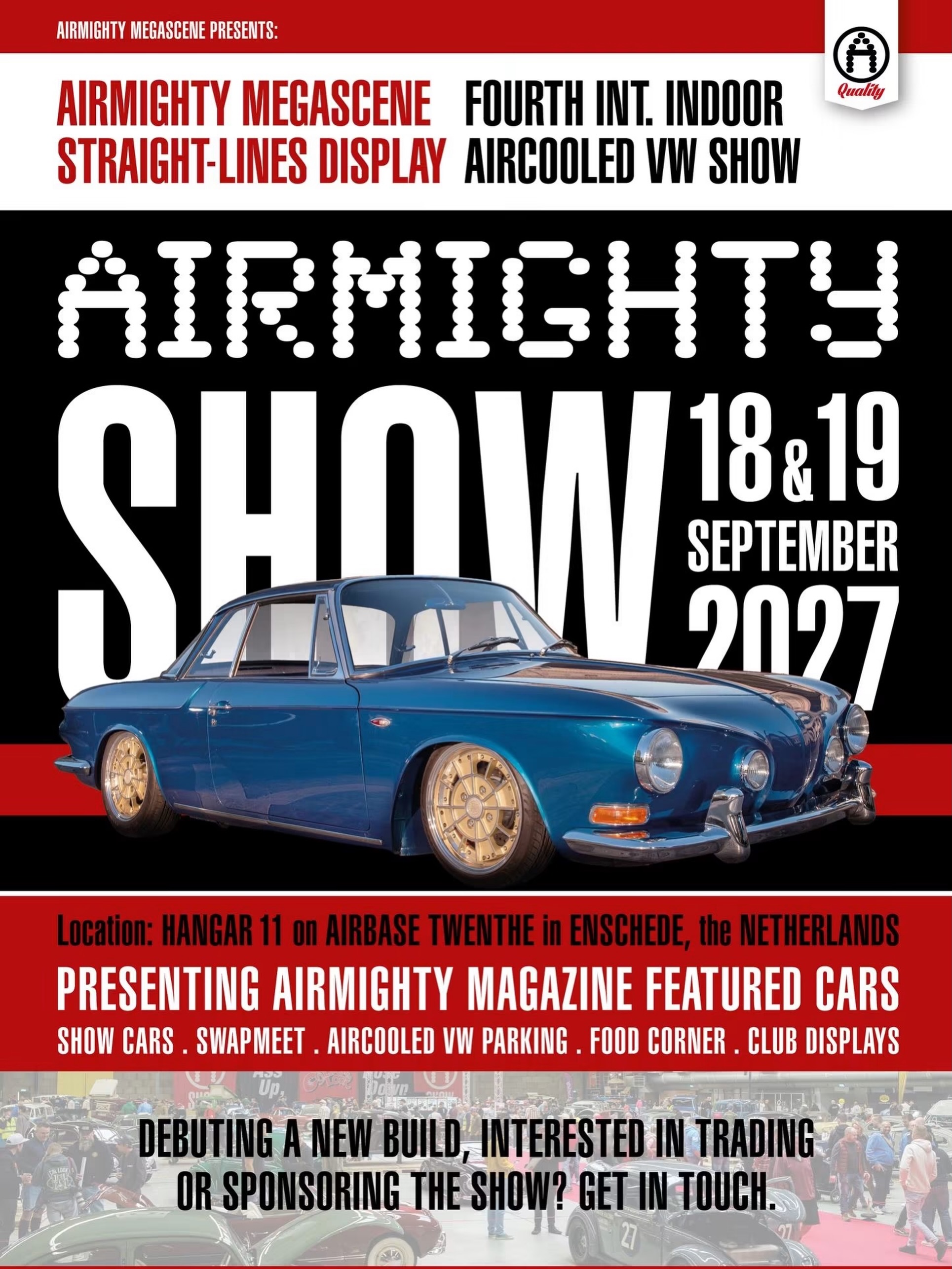 🔥 A European Debut You Don’t Want to Miss At The AirMightyShow.com ! 
Our good friend Bill T from the highly respected Let’s talk Dubs podcast is shipping his incredible Type 34 Karmann Ghia, “Zorba The Ghia”, all the way from Las Vegas, USA, to Enschede, The Netherlands for the AirMighty Show 2027!

This will be the car’s first-ever appearance on European soil, giving visitors a unique opportunity to see this one-of-a-kind custom build up close and in detail.

Inspired by Bill’s Greek roots and heritage, Zorba The Ghia is packed with beautifully executed Greek-themed details and custom touches throughout. Every element of this stunning Razor Edge Type 34 tells a story, blending craftsmanship, culture, and creativity into one unforgettable Volkswagen.

🇬🇷 ✨ From Las Vegas to Enschede... this is one Type 34 you absolutely need to see in person!
Want to learn more about the story behind this remarkable build? Check out the full feature in AirMighty Magazine #59.

-

Are you currently creating a standout air-cooled Volkswagen or Porsche and looking for the perfect stage to unveil it?

👉 We’re always on the lookout for exceptional builds, fresh projects, rare restorations, and high-end custom creations to display at the AirMighty Show - www.AirMightyShow.com

If you think your car deserves a spot in the spotlight, we’d love to hear from you! Your build could be one of the stars of the show! ✨
-
#AirMightyShow #AirCooledVw #vw #AirMighty